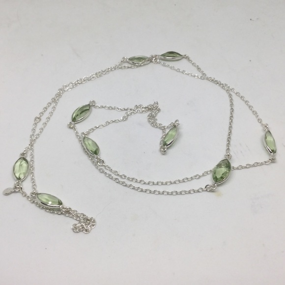 Handmade Jewelry - Long Green Amethyst Silver Necklace 32”-36” Handmade Jewelry - Long Green Amethyst Silver Necklace 32”-36”